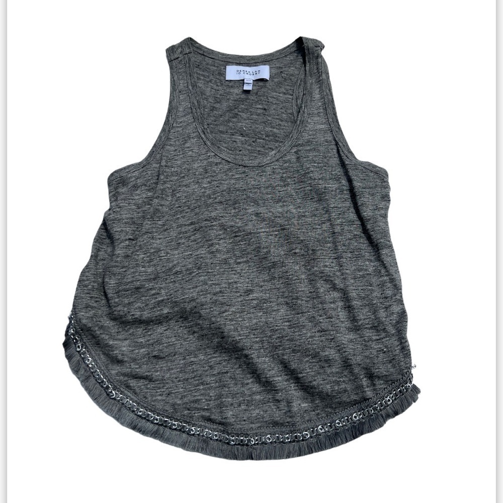 10 Crosby Derek Lam Chain & Fringe Trim Linen Tank